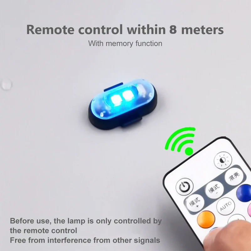 💡🌈 8 Farben LED-Blitzleuchte – USB, wasserdicht, Fernbedienung – für Auto, Drohne, Motorrad & mehr! 🚗