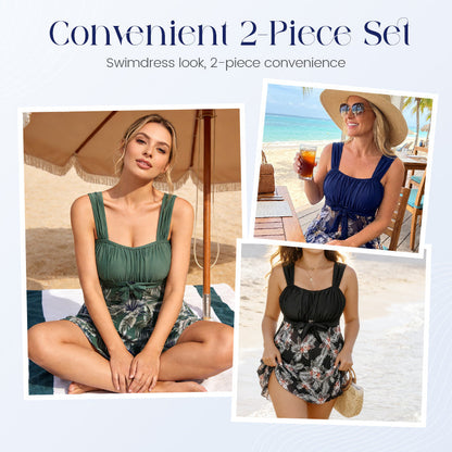 ✨2-teiliges Badeanzug-Set in Übergröße mit figurformendem Effekt
