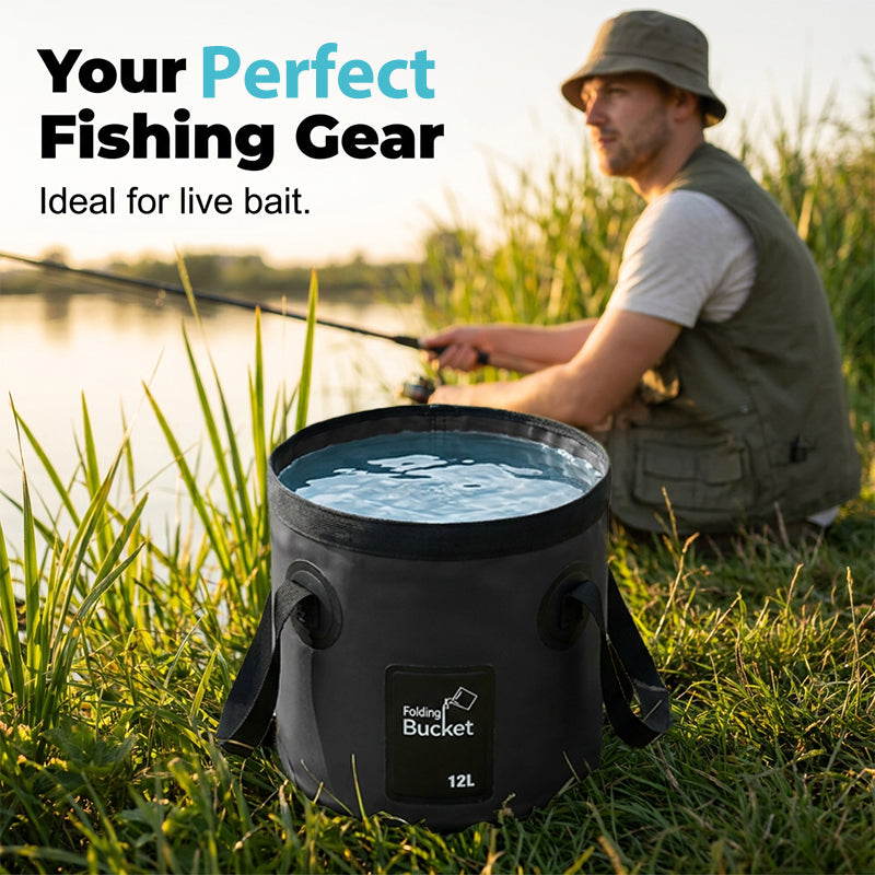 🧊 50% RABATT! ✨ Faltbarer tragbarer Angelkübel – Geeignet als Eiskübel, Wasserbehälter, für Autowäsche & Campinggeschirr 🎣