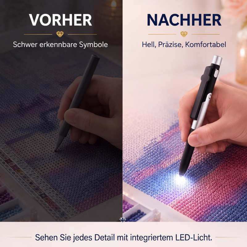 💎🖊️ LED-Stift für Diamantkunst – 6 Helligkeiten, leuchtend, präzise – perfekte Platzierung jedes Steinchens! ✨