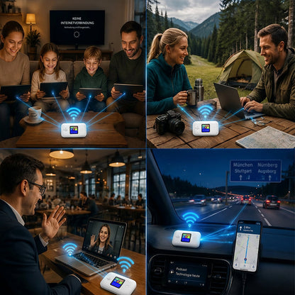 📶🌍 Mobiler 5G-LTE-WLAN-Router – vertragsfrei, 140 Länder, 10 Geräte – überall Highspeed-Internet! ⚡