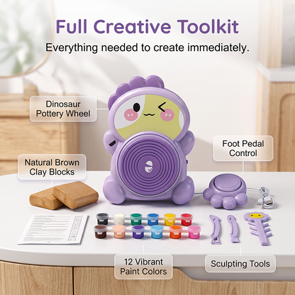 🏺 Kinder Elektrische Töpferscheibe DIY Set – Einfache Bedienung, kreatives Erlebnis & sicher – Perfekt zum Modellieren und Gestalten mit Ton 👧
