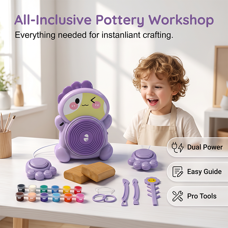 🏺 Kinder Elektrische Töpferscheibe DIY Set – Einfache Bedienung, kreatives Erlebnis & sicher – Perfekt zum Modellieren und Gestalten mit Ton 👧