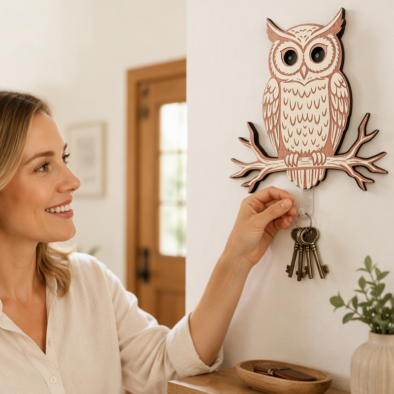 🔑🦉 Eulen-Schlüsselhalter – 5 Haken, Wandmontage, robust – perfekt für Schlüssel, Schmuck & Accessoires! 🌟