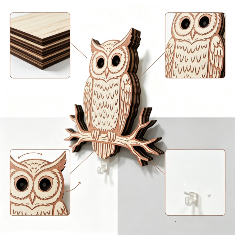 🔑🦉 Eulen-Schlüsselhalter – 5 Haken, Wandmontage, robust – perfekt für Schlüssel, Schmuck & Accessoires! 🌟