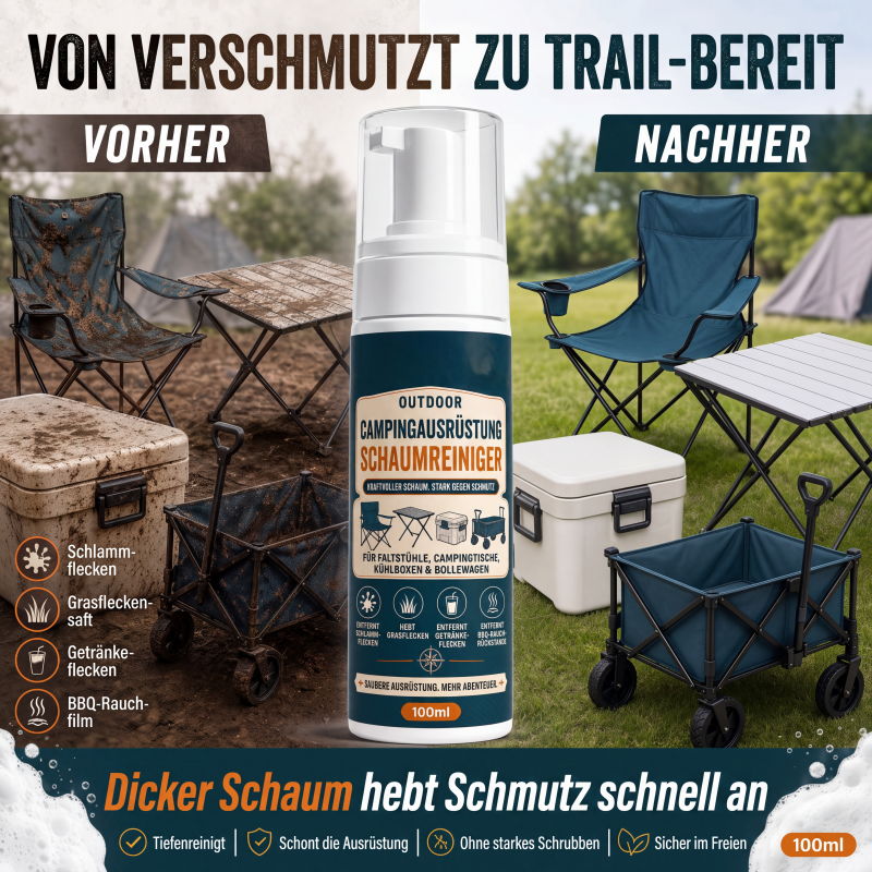 Schaumreiniger für Outdoor-Campingausrüstung mit Reinigungstuch