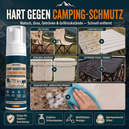 Schaumreiniger für Outdoor-Campingausrüstung mit Reinigungstuch