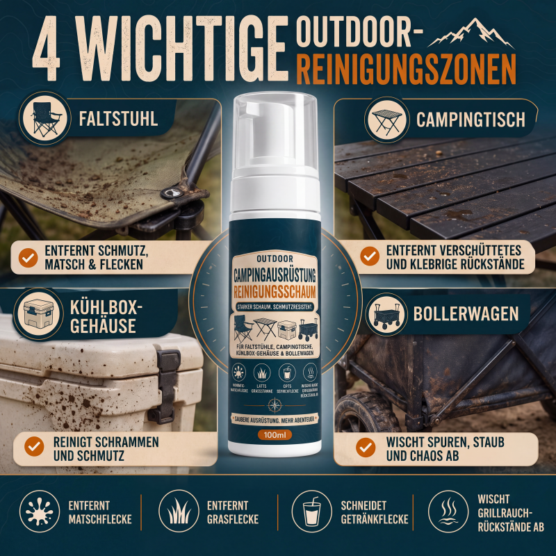 Schaumreiniger für Outdoor-Campingausrüstung mit Reinigungstuch