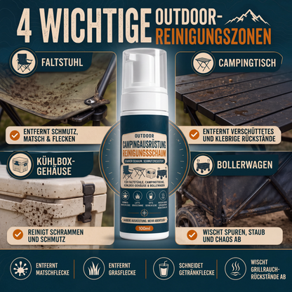 Schaumreiniger für Outdoor-Campingausrüstung mit Reinigungstuch