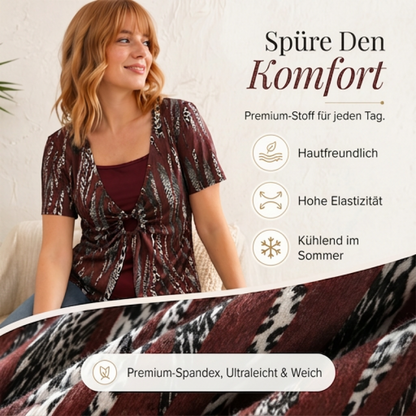 Zweiteiliges Damen-T-Shirt mit Leopardenmuster und O-Ring