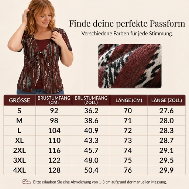 Zweiteiliges Damen-T-Shirt mit Leopardenmuster und O-Ring
