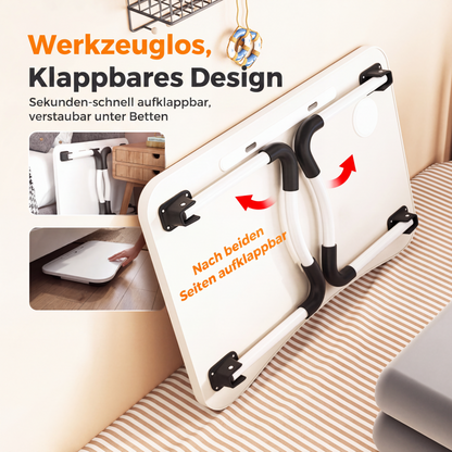 💻🛏️ Faltbarer Bett-Laptoptisch – Becherhalter, rutschfest & platzsparend – perfekt für Sofa & Bett! 🌟