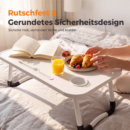 💻🛏️ Faltbarer Bett-Laptoptisch – Becherhalter, rutschfest & platzsparend – perfekt für Sofa & Bett! 🌟