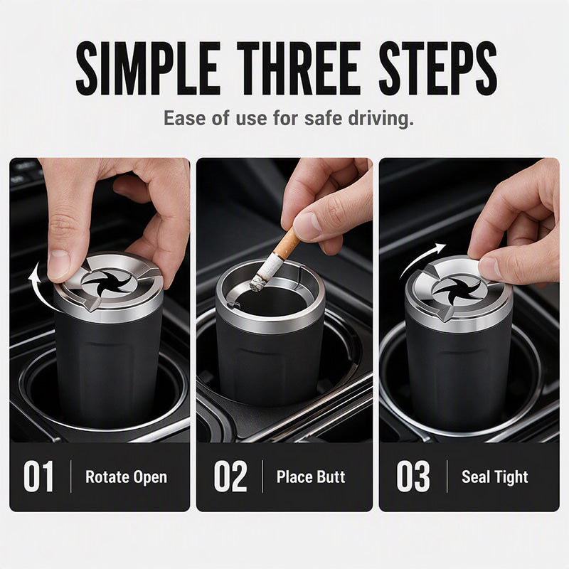 Drehbarer Keramik-Aschenbecher fürs Auto – geruchsdicht, feuerfest & passgenau für 99 % aller Becherhalter 🚬✨