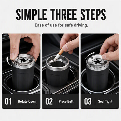 Drehbarer Keramik-Aschenbecher fürs Auto – geruchsdicht, feuerfest & passgenau für 99 % aller Becherhalter 🚬✨
