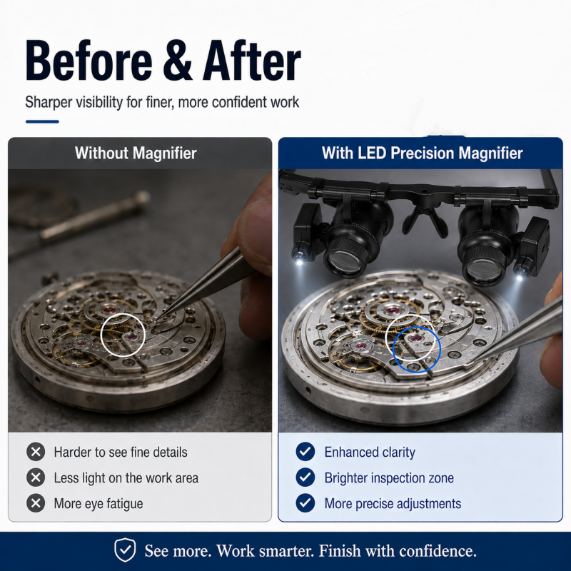 ✨50 % RABATT🛠️🔍 Nie wieder müde Augen und schlechte Beleuchtung! Die ultimative 25-fache Vergrößerungsbrille mit einstellbarer Dual-LED-Beleuchtung zeigt Uhren, Schmuck und Elektronik gestochen scharf.