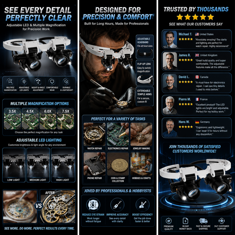 ✨50 % RABATT🛠️🔍 Nie wieder müde Augen und schlechte Beleuchtung! Die ultimative 25-fache Vergrößerungsbrille mit einstellbarer Dual-LED-Beleuchtung zeigt Uhren, Schmuck und Elektronik gestochen scharf.