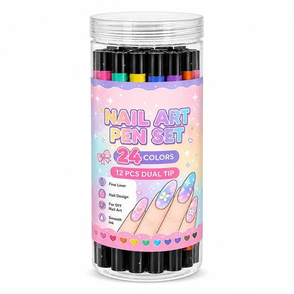 💅 24-farbige Nagelkunststifte mit zwei Spitzen – Einfache DIY-Nageldesigns