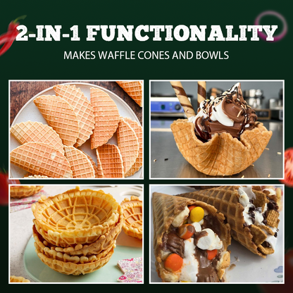 🔥 Antihaftbeschichtete Pfanne für zwei Zwecke – perfekt für Pfannkuchen, Steaks und Waffelhörnchen! 🥞🥩🍦