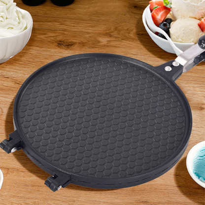 🔥 Antihaftbeschichtete Pfanne für zwei Zwecke – perfekt für Pfannkuchen, Steaks und Waffelhörnchen! 🥞🥩🍦