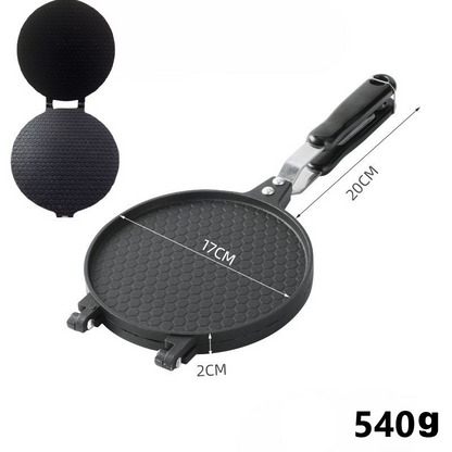 🔥 Antihaftbeschichtete Pfanne für zwei Zwecke – perfekt für Pfannkuchen, Steaks und Waffelhörnchen! 🥞🥩🍦