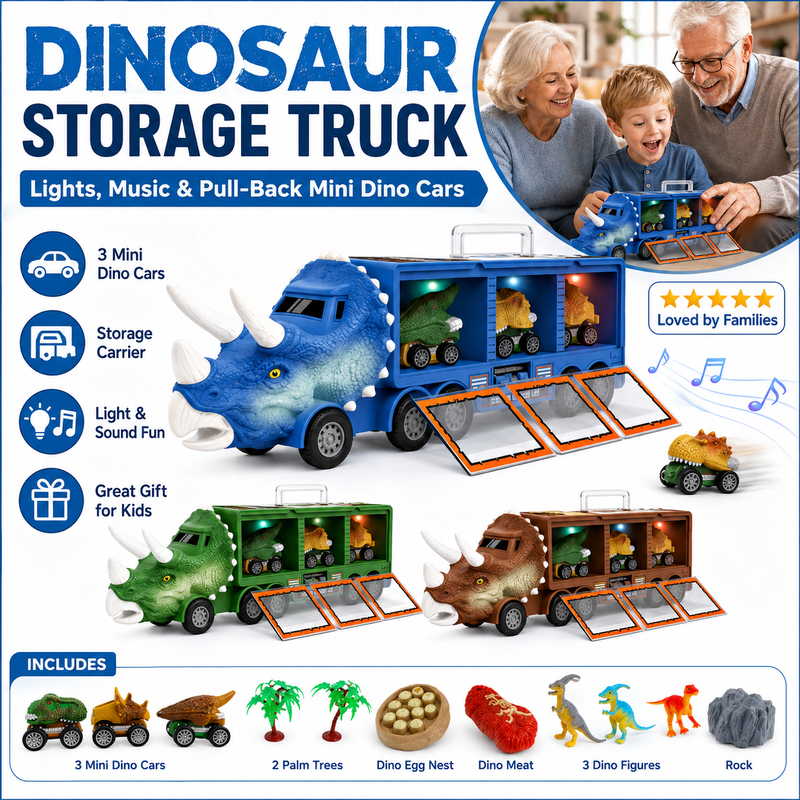 🦖🔊 Dino-Transporter – interaktiv, mit Licht & Sound – fördert Kreativität & Motorik! 💪
