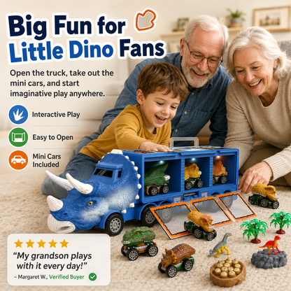 🦖🔊 Dino-Transporter – interaktiv, mit Licht & Sound – fördert Kreativität & Motorik! 💪