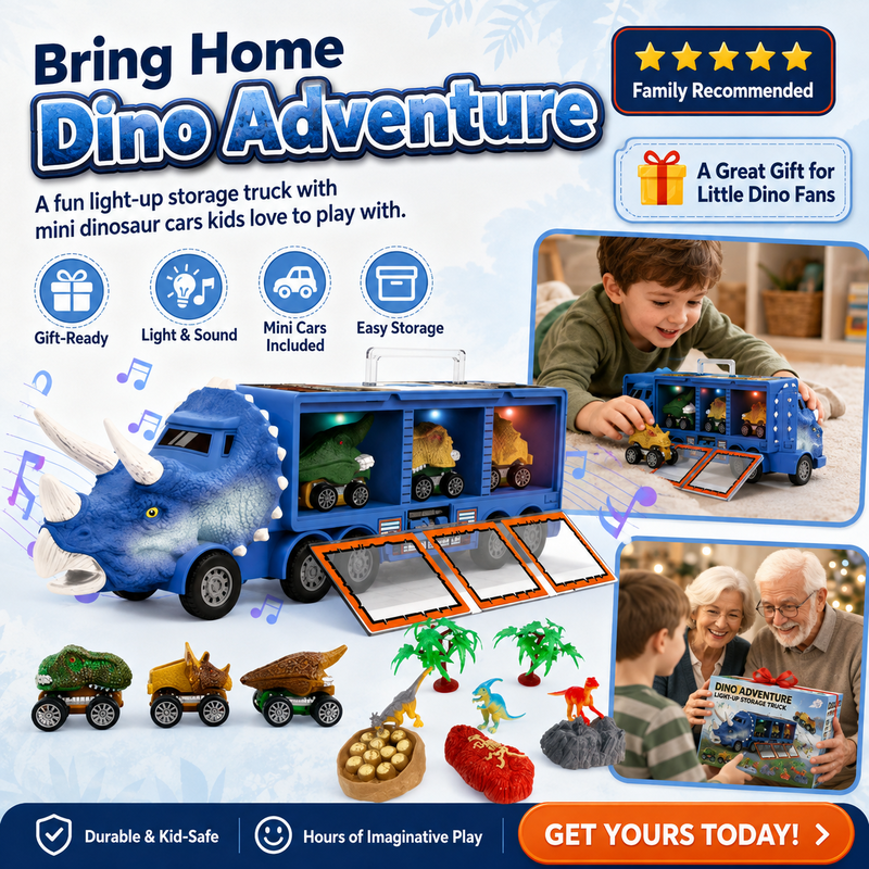 🦖🔊 Dino-Transporter – interaktiv, mit Licht & Sound – fördert Kreativität & Motorik! 💪