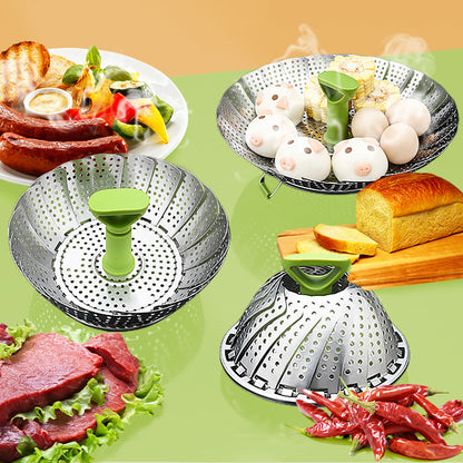🍲🔥 Dämpfkorb aus Edelstahl – expandierbar, für Gemüse & Fisch – gesund kochen! 💪