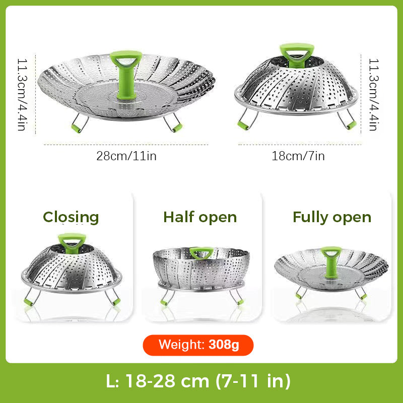 🍲🔥 Dämpfkorb aus Edelstahl – expandierbar, für Gemüse & Fisch – gesund kochen! 💪