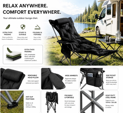 🪑 Tragbarer verstellbarer Klappstuhl für Außenbereich – Leicht, stabil & vielseitig – Ideal für Garten, Camping, Strand oder Terrasse – einfacher Transport und Aufbau 🏕️✨