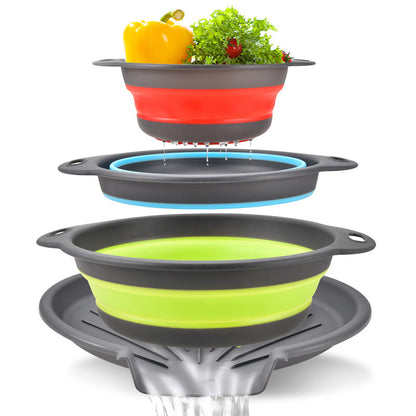 🔥 BEGRENZTES ANGEBOT: 50 % Rabatt! 🥗 Multifunktionales, zusammenklappbares Sieb – Abtropfgestell mit Auffangschale, kompakt und praktisch für die Küche ✨
