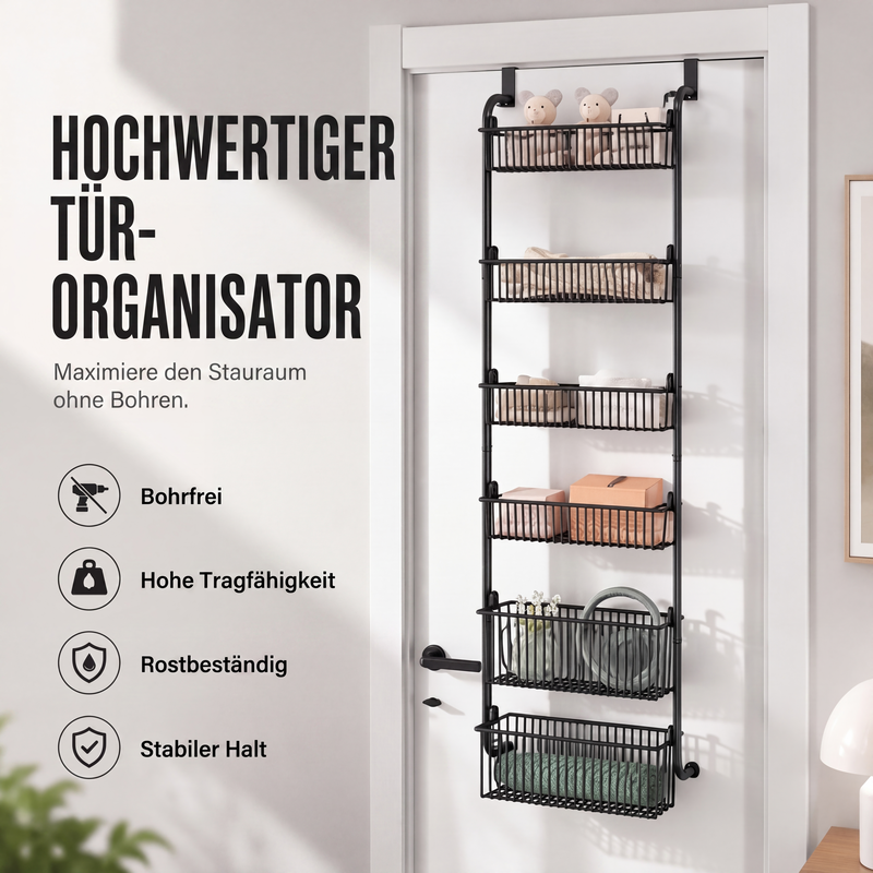 🚪 50% RABATT! 🧺 Tür-Hängeregal – Bohrfrei, mehrere Körbe & praktisch ✨