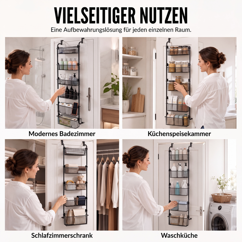 🚪 50% RABATT! 🧺 Tür-Hängeregal – Bohrfrei, mehrere Körbe & praktisch ✨