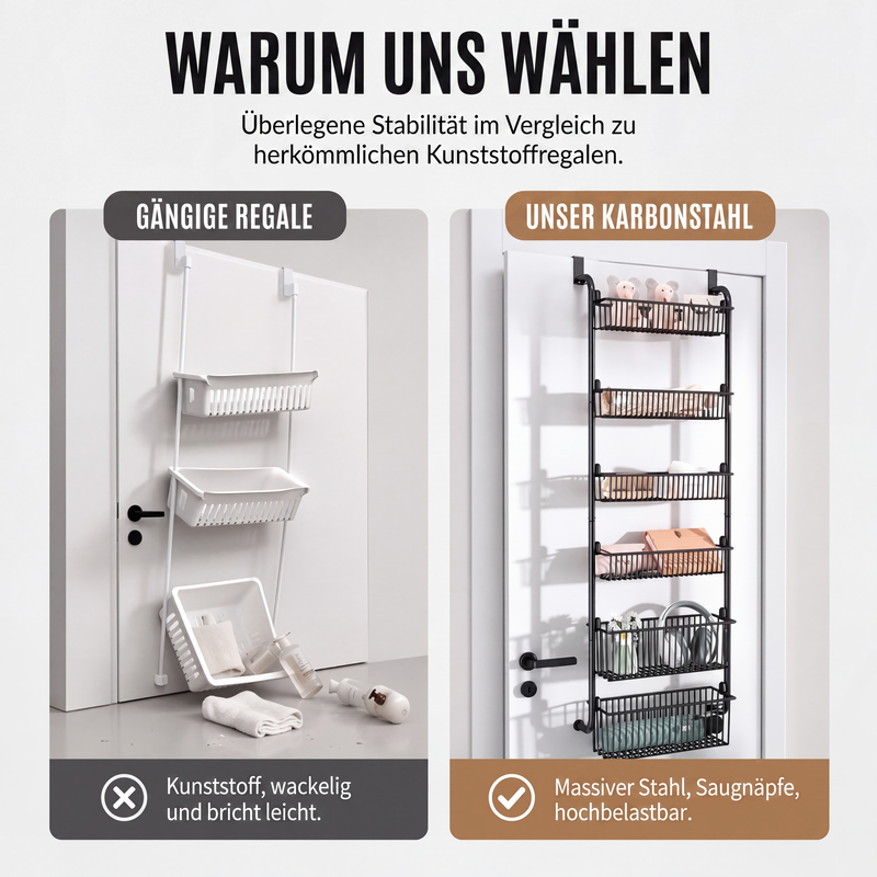 🚪 50% RABATT! 🧺 Tür-Hängeregal – Bohrfrei, mehrere Körbe & praktisch ✨