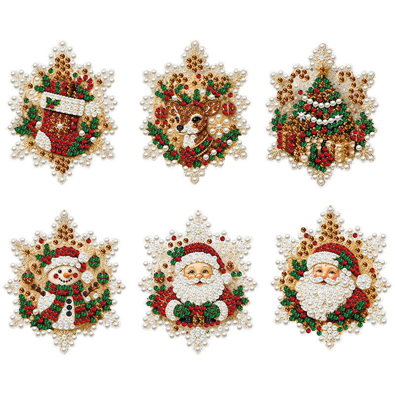 🔥🎁 2+1 GRATIS!!🥳🎄 DIY Diamantmalerei Weihnachtsanhänger‑Set (6 Stück) – Basteldeko zum Aufhängen am Weihnachtsbaum ✨