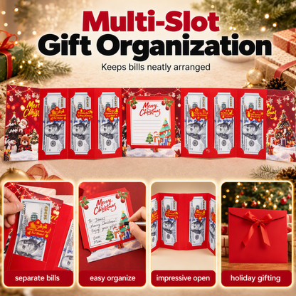 🎄 50% RABATT! ✨ Festlicher Geldgeschenk-Kartenhalter für Weihnachten – mit Fächern, Grußbereich & Schleifenumschlag 💌