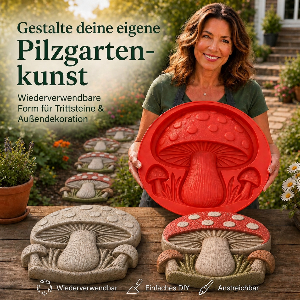 🌻 JETZT 49% RABATT! 🎨 Wiederverwendbare Gartengussform – Kreative Designs, langlebig & einfach zu verwenden – Gestalten Sie mühelos einzigartige Gartendekorationen ✨