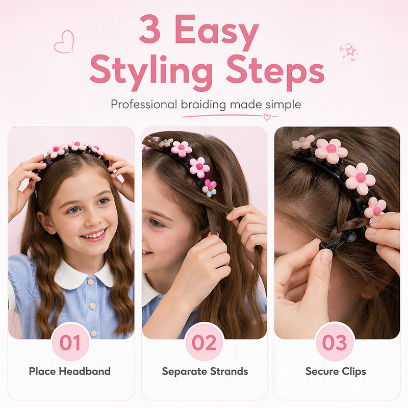 Kinder-Haarband mit dekorativen Mini-Clips und 13 Motiven