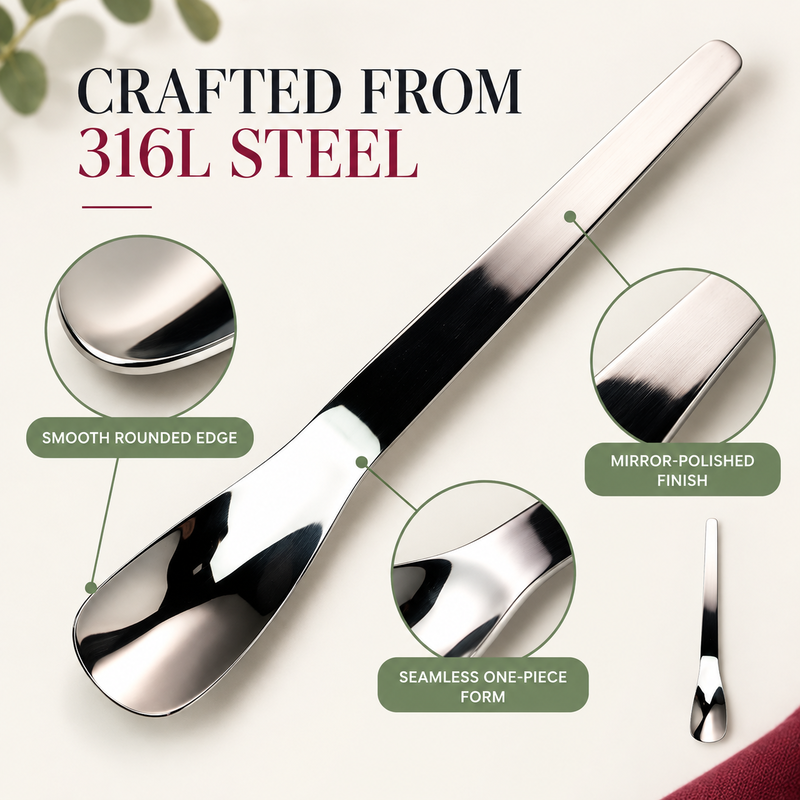 🥄 Dessertlöffel mit langem Stiel aus Edelstahl 316L
