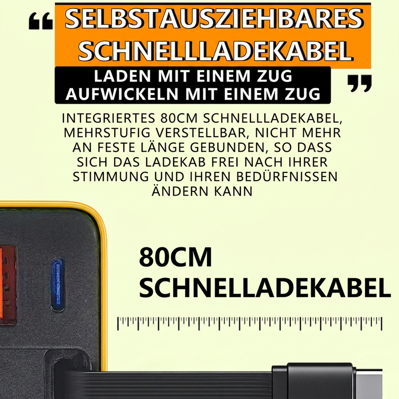 📢📢50% RABATT !!⏰80W Schnellladegerät mit einziehbarem 80cm Type-C-Kabel