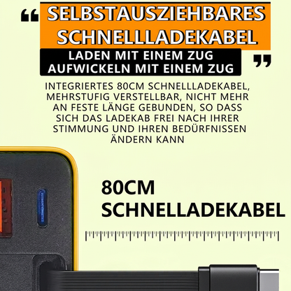 📢📢50% RABATT !!⏰80W Schnellladegerät mit einziehbarem 80cm Type-C-Kabel