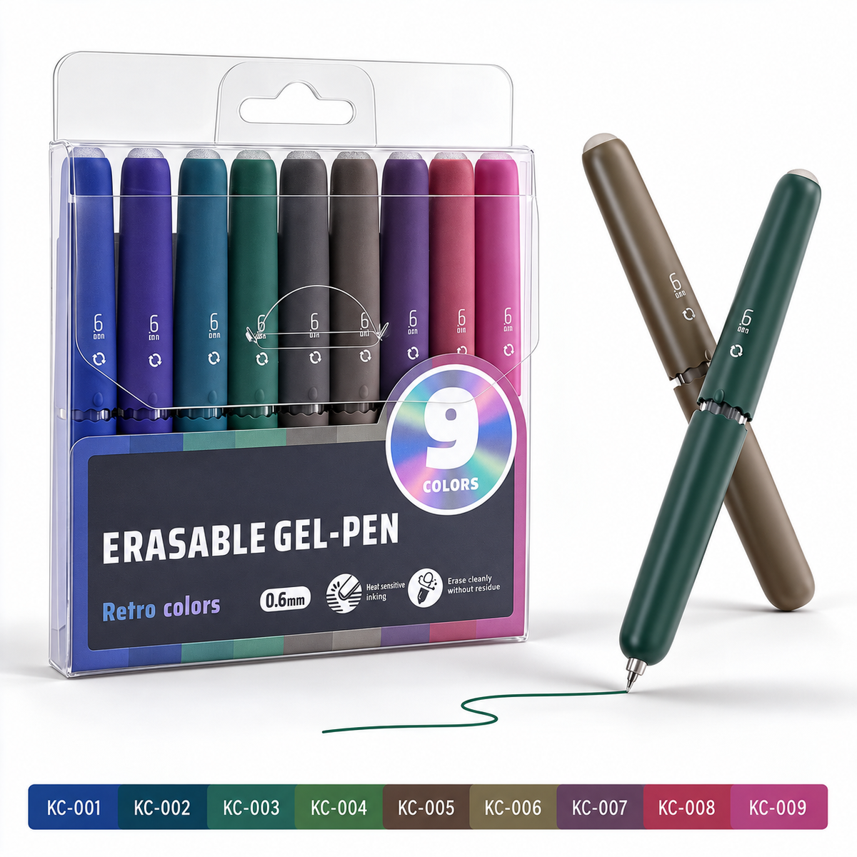 ✏️ 9er-Set Radierbarer Gelstift | 9 Farben mit Aufbewahrungsbox | Glättendes Schreiben für Büro & Schule