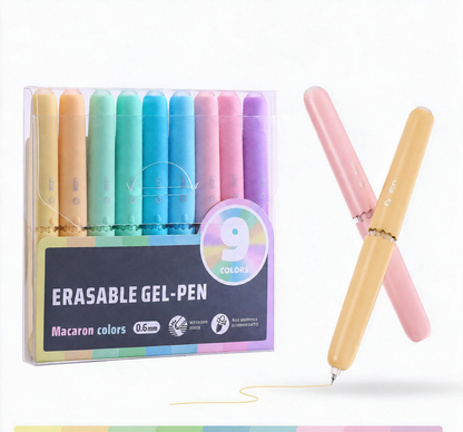 ✏️ 9er-Set Radierbarer Gelstift | 9 Farben mit Aufbewahrungsbox | Glättendes Schreiben für Büro & Schule