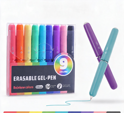 ✏️ 9er-Set Radierbarer Gelstift | 9 Farben mit Aufbewahrungsbox | Glättendes Schreiben für Büro & Schule