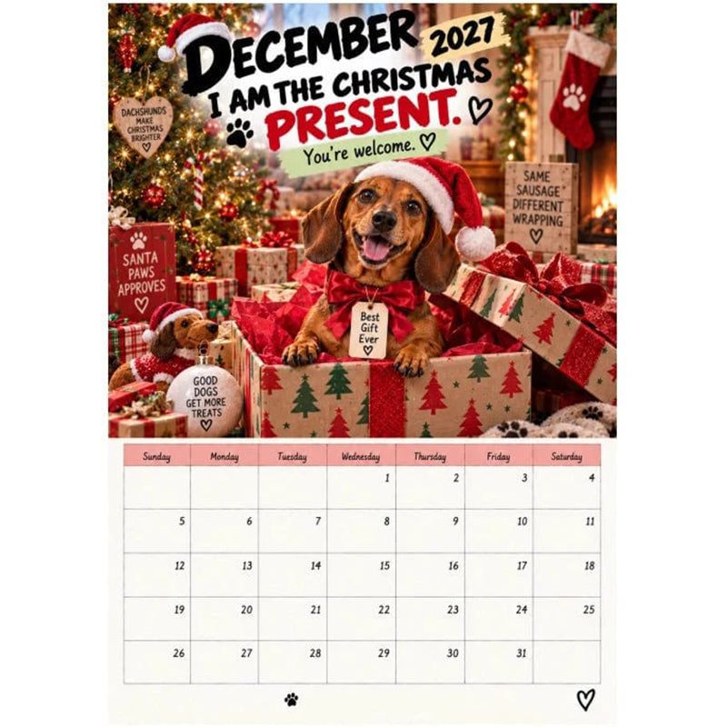 👑50 % Rabatt!!🐶Kalender mit verspielten Dackeln für 2027