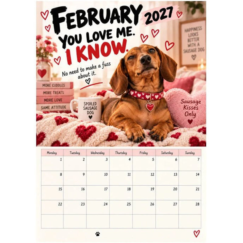 👑50 % Rabatt!!🐶Kalender mit verspielten Dackeln für 2027