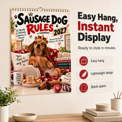 👑50 % Rabatt!!🐶Kalender mit verspielten Dackeln für 2027