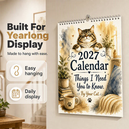 🐱🔥 50 % RABATT! 2027 A Cats Life Wandkalender – Monatliche niedliche Katzenfotos, großes Datumsraster, Feiertagsmarkierungen, dickes Papier, überall hängbare Wohn- und Bürodekoration ✨
