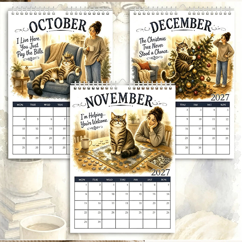 🐱🔥 50 % RABATT! 2027 A Cats Life Wandkalender – Monatliche niedliche Katzenfotos, großes Datumsraster, Feiertagsmarkierungen, dickes Papier, überall hängbare Wohn- und Bürodekoration ✨